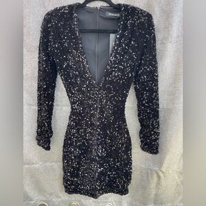 My Outfit Online Black Sequin Long Sleeve Dress